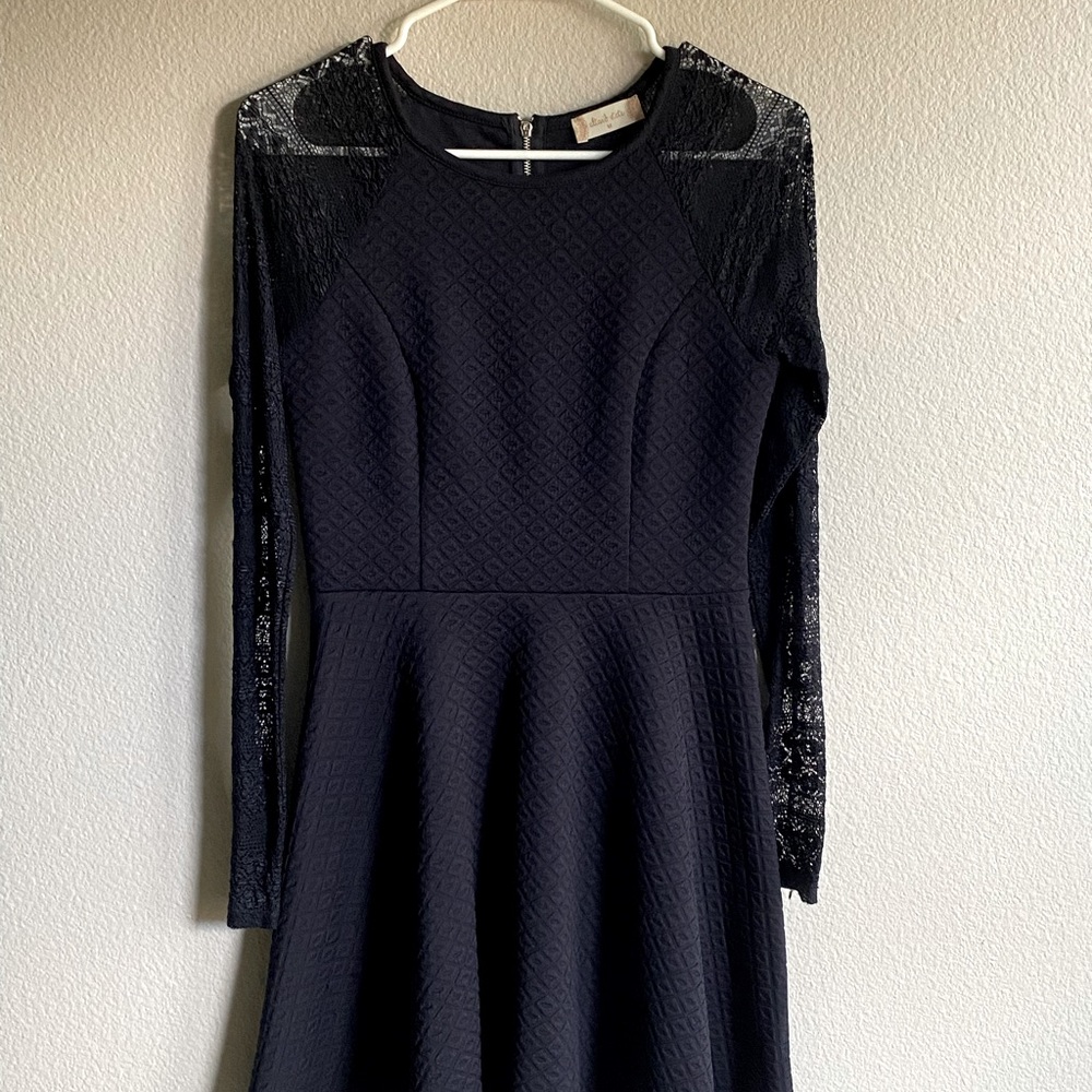 Black lace long sleeve dress